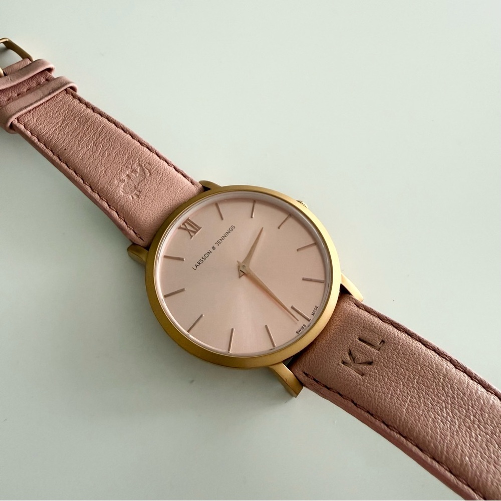 Larsson & Jennings Pink Leather / Rose Gold Lugano Minimalist Watch | Swiss Made - Picture 3 of 5